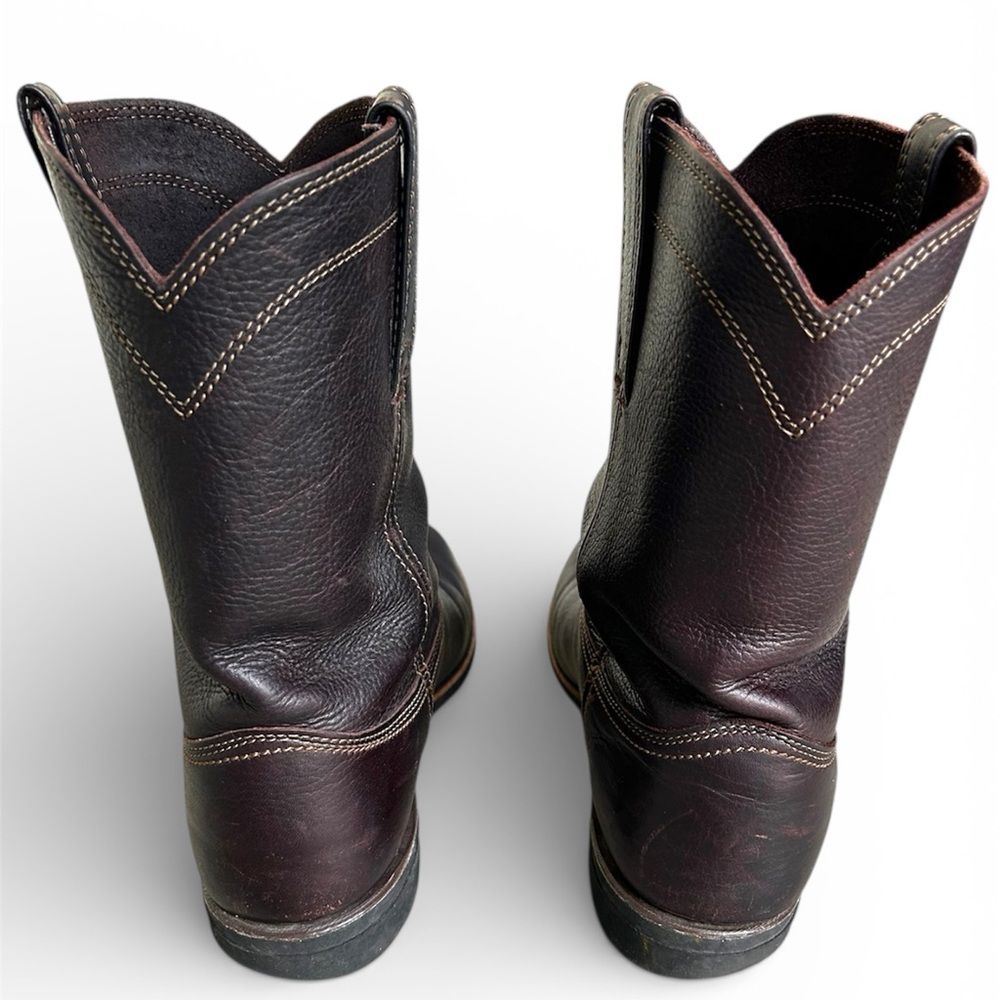 Frye Duke Roper Cowboy Boots Dark Brown Leather Pull On Oil Resistant Mens Sz 10 - Picture 5 of 16